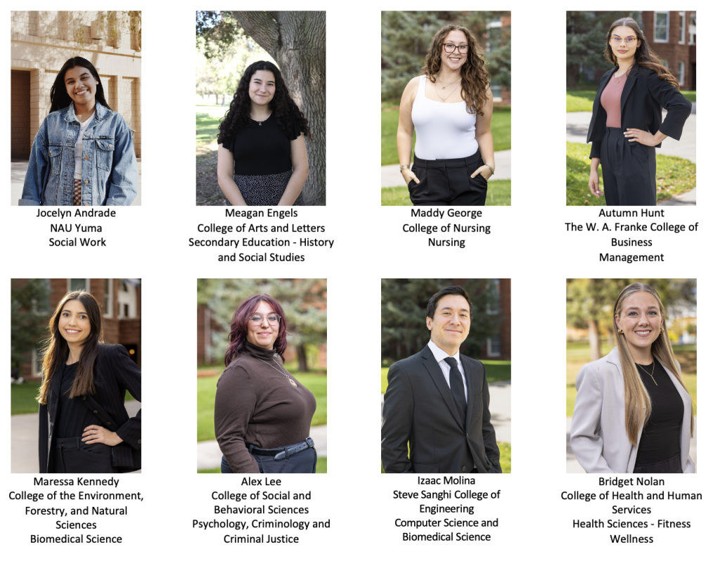 Collage of student prize winners with their majors